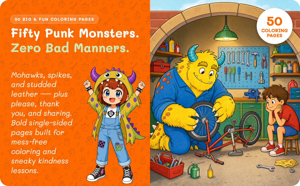 Free Punk Monster Kindness coloring page — sample 1